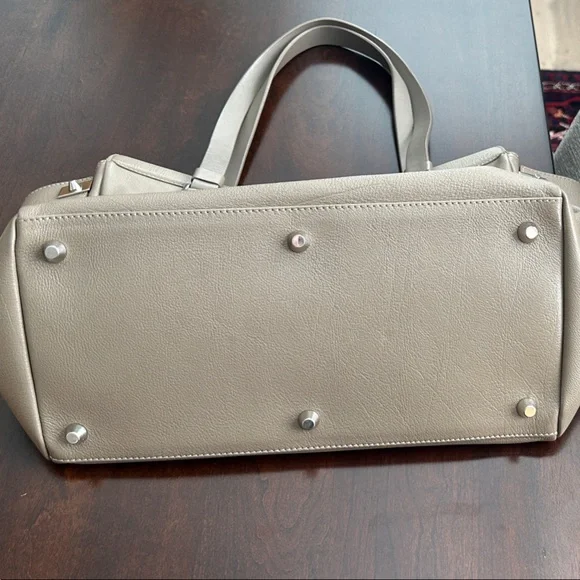 Jimmy Choo Farrah Taupe Leather Designer Tote Bag - Picture 12 of 13